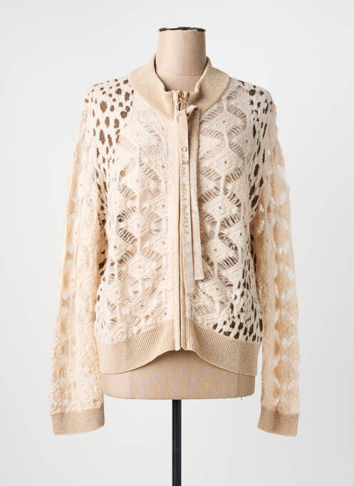 Vestă cu mâneci lungi strânsă pe partea de jos bej ELISA CAVALETTI femme