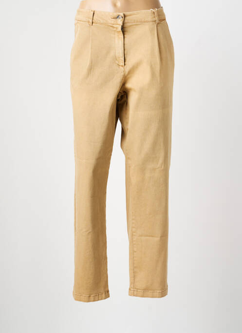 Pantalon drept închidere cu fermoar sub clapetă cu nasturi bej GARCIA femme