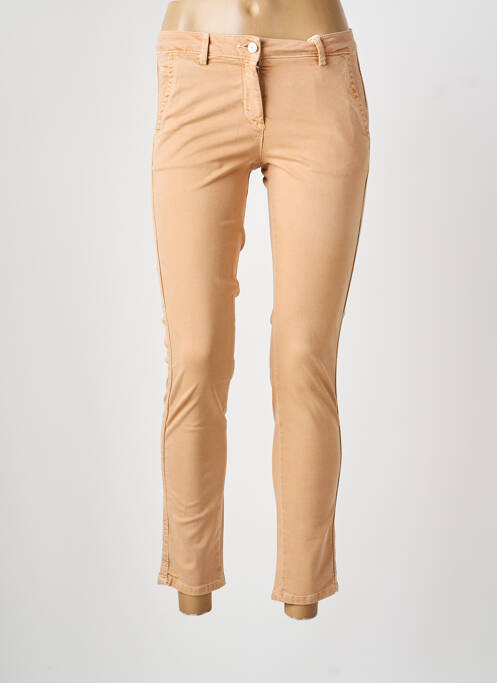 Pantalon 7/8 închidere cu fermoar sub clapetă cu nasturi bej SUD EXPRESS femme