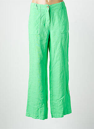 Pantalon drept talie cu cleme mărime normală verde SIGNE NATURE femme