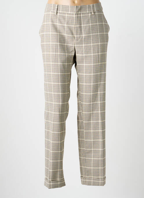 Pantalon drept închidere cu fermoar sub clapetă cu cârlig mărime normală bej SIGNE NATURE femme