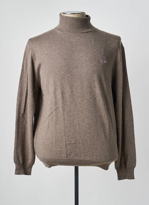 Pulover cu guler înalt croială cambrată mâneci lungi bej GANT homme