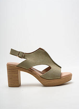 Sandale/pantofi decupați toc pătrat toc de 7 la 9 cm verde COCO ET ABRICOT femme