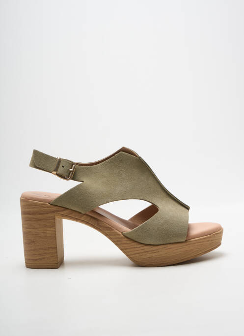 Sandale/pantofi decupați toc pătrat toc de 7 la 9 cm verde COCO ET ABRICOT femme