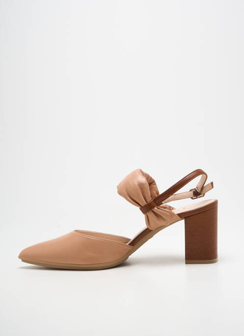 Sandale/pantofi decupați toc pătrat toc de 7 la 9 cm bej LODI femme