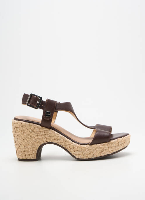 Sandale/pantofi decupați semi compensat toc de 7 la 9 cm maro ADIGE femme