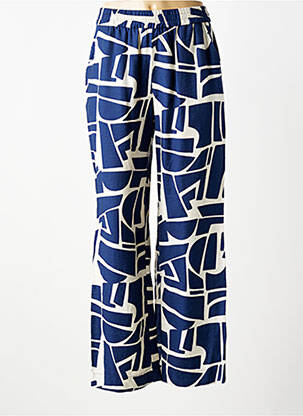 Pantalon larg țesătură poplin mărime normală albastru B.YOUNG femme