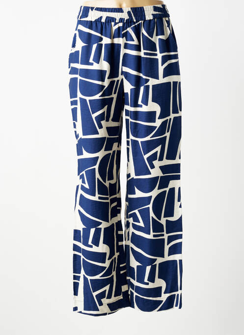 Pantalon larg țesătură poplin mărime normală albastru B.YOUNG femme