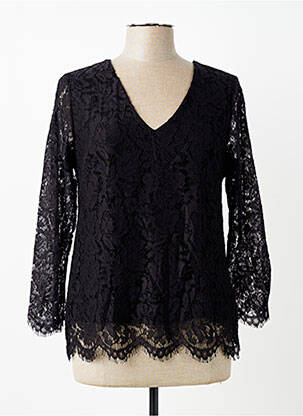 Top guler în v mâneci lungi negru ESPERANCE femme