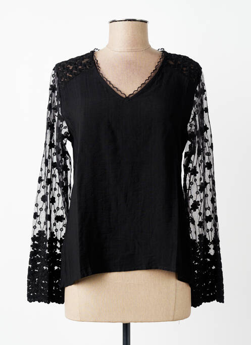 Top croială cambrată mâneci lungi negru MAELLE femme