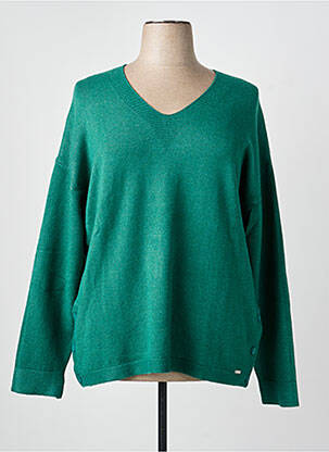 Pulover țesătură melanj mâneci lungi verde MCM femeie