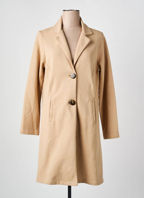 Palton lung croială dreaptă fără glugă bej AGATHE & LOUISE femme