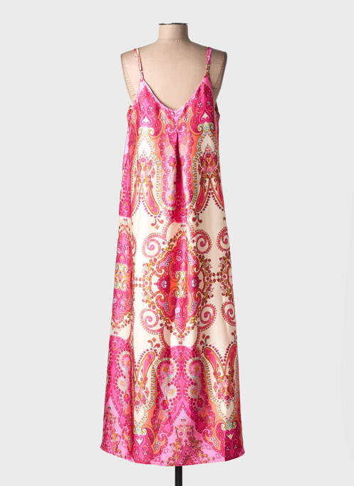 Rochie lungă mâneci cu bretele ajustabile bretele subțiri roz MOLLY BRACKEN femme