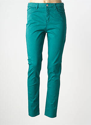 Pantalon slim țesătură poplin mărime normală verde KANOPE femeie
