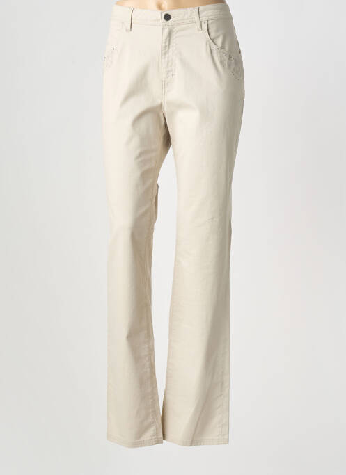 Pantalon slim țesătură poplin mărime normală bej KANOPE femme