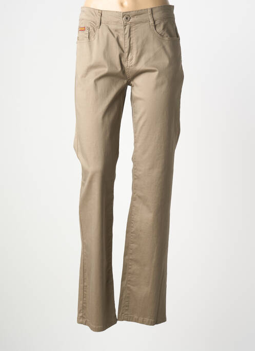 Pantalon slim țesătură poplin mărime normală maro SWALLOW femme