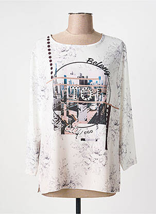 Top croială fluidă mâneci lungi alb EGO femme