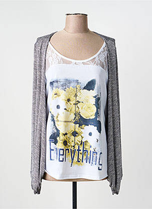 Top croială cambrată mâneci lungi gri ATLANTA femme