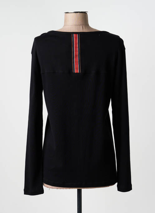 Tricou serigrafie cu strasuri mâneci lungi negru THALASSA femme