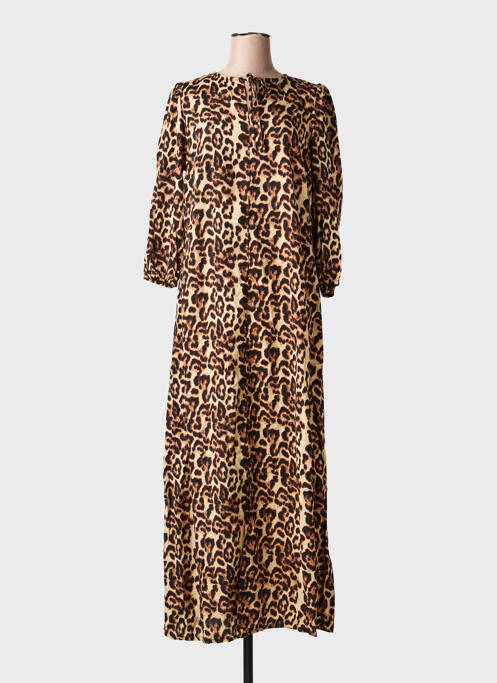 Rochie lungă croială cambrată mâneci 3/4 maro KAFFE femme