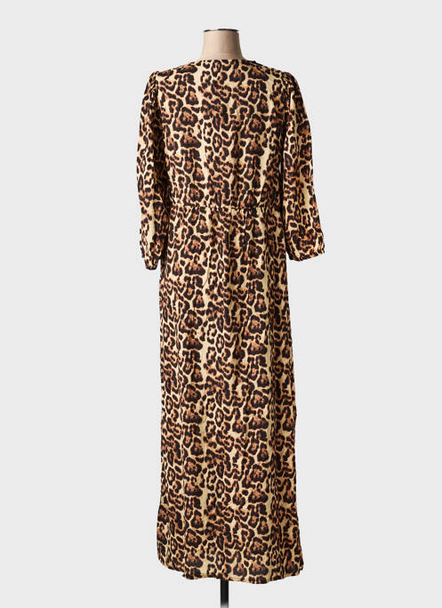 Rochie lungă croială cambrată mâneci 3/4 maro KAFFE femme
