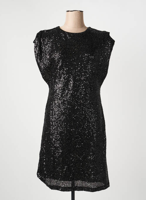 Rochie midi închidere cu fermoar la spate mâneci scurte negru ICHI femme