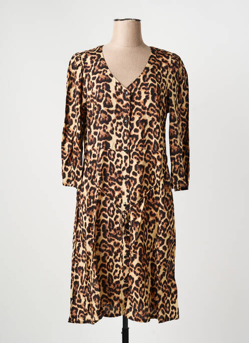 Rochie midi țesătură crep bretele subțiri maro KAFFE femme