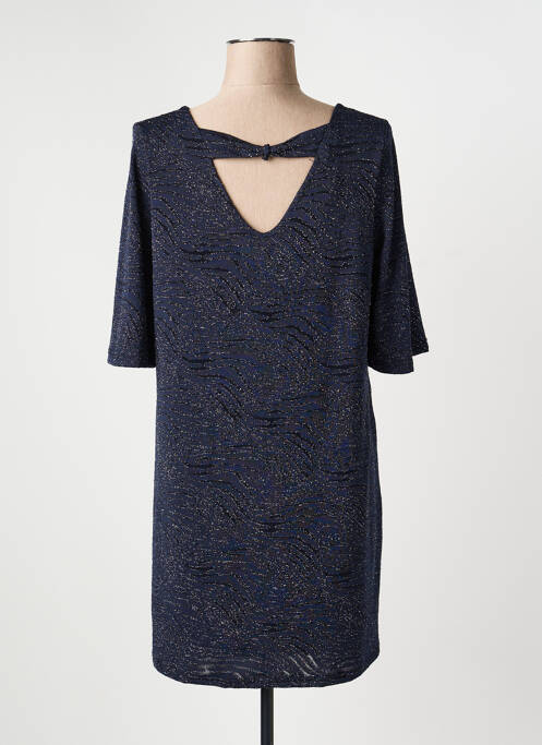 Rochie scurtă mâneci 3/4 mâneci 3/4 albastru HALOGENE femme