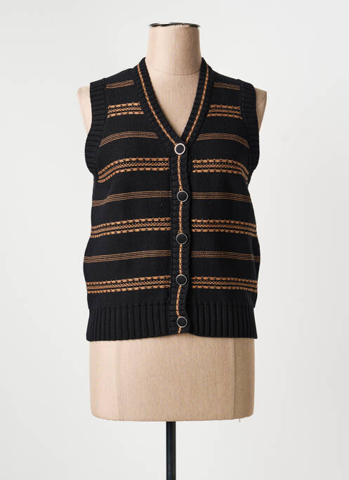 Vestă fără mâneci imprimeu dungi negru MARBLE femme