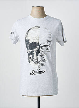 Tricou țesătură melanj mâneci scurte gri DEELUXE homme