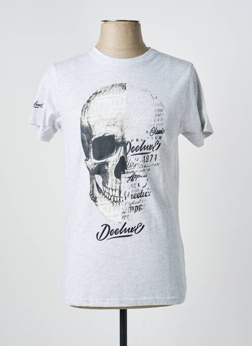 Tricou țesătură melanj mâneci scurte gri DEELUXE homme