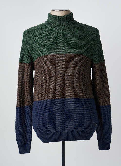 Pulover cu guler înalt țesătură moale și aerisită mâneci lungi verde BLEND homme