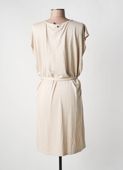 Rochie midi croială fluidă mâneci scurte bej DEELUXE femme