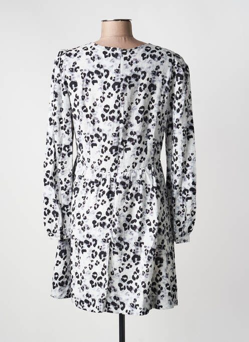 Rochie scurtă imprimeu floral mâneci lungi gri ICHI femme