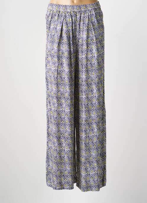 Pantalon larg țesătură poplin mărime normală albastru KANOPE femme