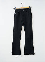Pantalon drept închidere cu fermoar sub clapetă cu nasturi negru 3D femme