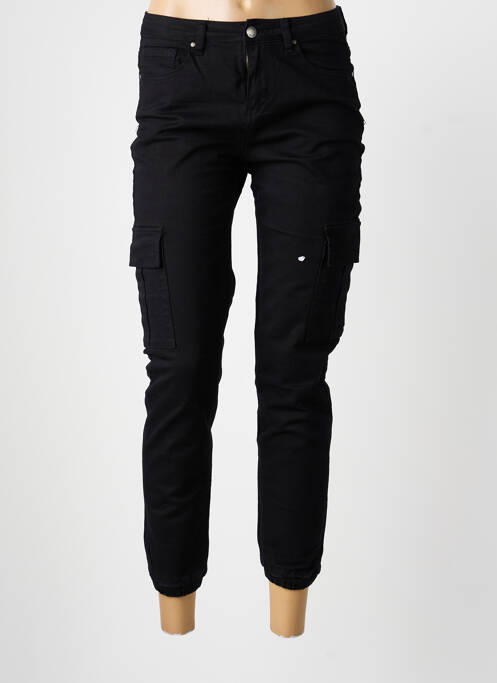 Pantalon 7/8 închidere cu fermoar sub clapetă cu nasturi negru NINA CARTER femme