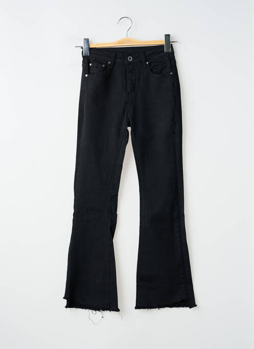 Pantalon drept închidere cu fermoar sub clapetă cu nasturi negru 3D femme