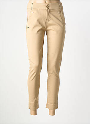 Pantalon slim țesătură poplin mărime normală bej CHIC & JEUNE femeie