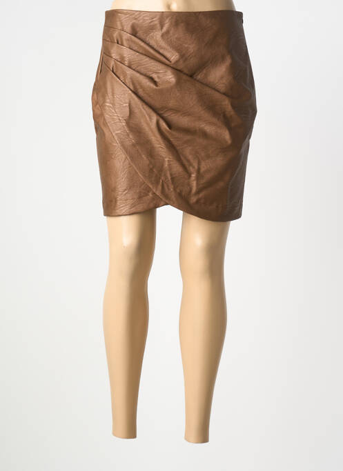 Fustă scurtă închidere cu fermoar lateral maro CHARMING GIRL femme