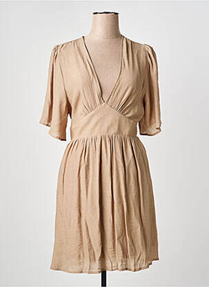 Rochie midi croială evazată mâneci scurte bej GOA femme