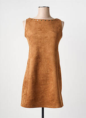Rochie scurtă fără mâneci fără mâneci maro CHARMING GIRL femeie