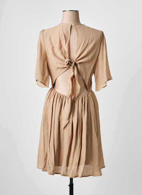 Rochie midi croială evazată mâneci scurte bej GOA femme