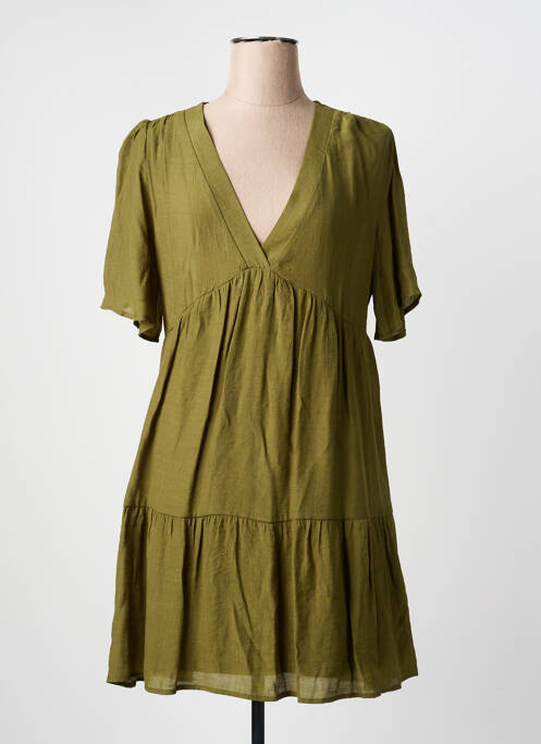 Rochie midi croială evazată mâneci scurte verde GOA femme