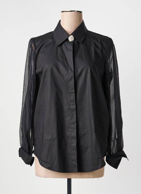 Cămașă croială dreaptă mâneci lungi negru LARA femme