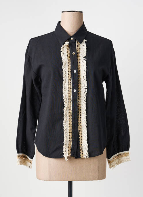 Cămașă croială dreaptă mâneci lungi negru UNIKA femme