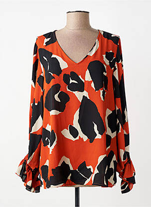 Bluză imprimeu fantezie mâneci lungi portocaliu JOSEPH RIBKOFF femme
