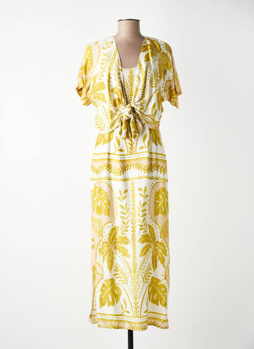 Rochie lungă imprimeu fantezie mâneci scurte verde BLEU BLANC ROUGE femme