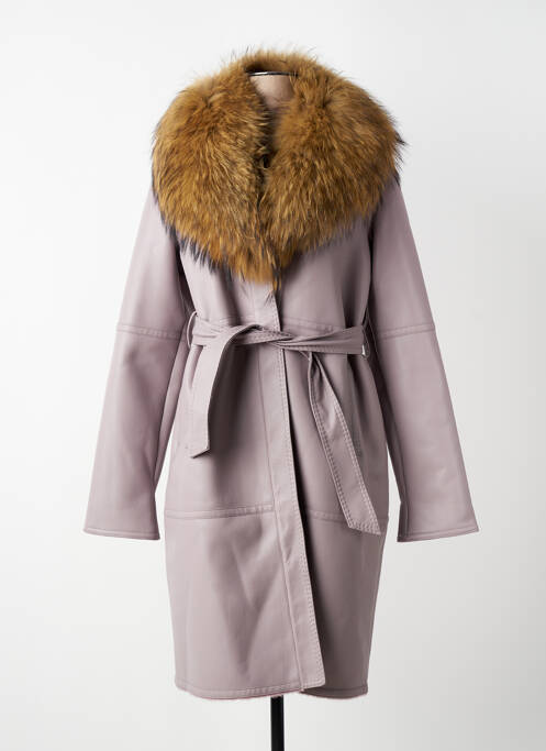 Palton lung croială cambrată fără glugă violet PREGIO COUTURE femme