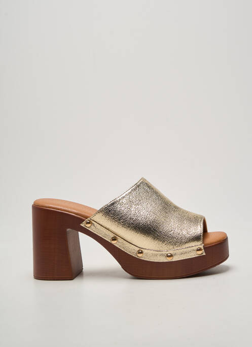 Mulete/saboți semi compensat toc de 7 la 9 cm auriu ERYNN femme